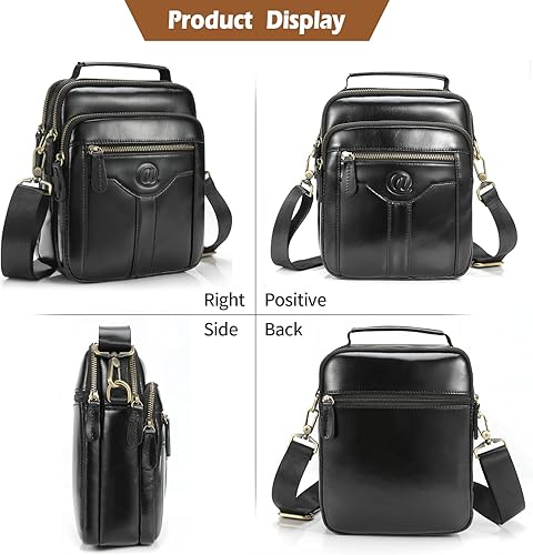 Miniatura 7 de Bolso de mensajero para hombre, bolso de cuero de grano completo para hombre, bolsos de hombro, bolsa cruzada para trabajo y negocios