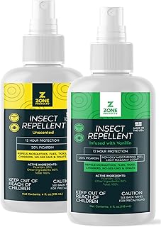 Zone Protects Picaridin Insect Repellent His and Hers Pack – 4oz Scented & 4oz Unscented Mist Spray, DEET-Free, 12-Hour Protection, Repels Mosquitoes, Ticks, Chiggers, Gnats