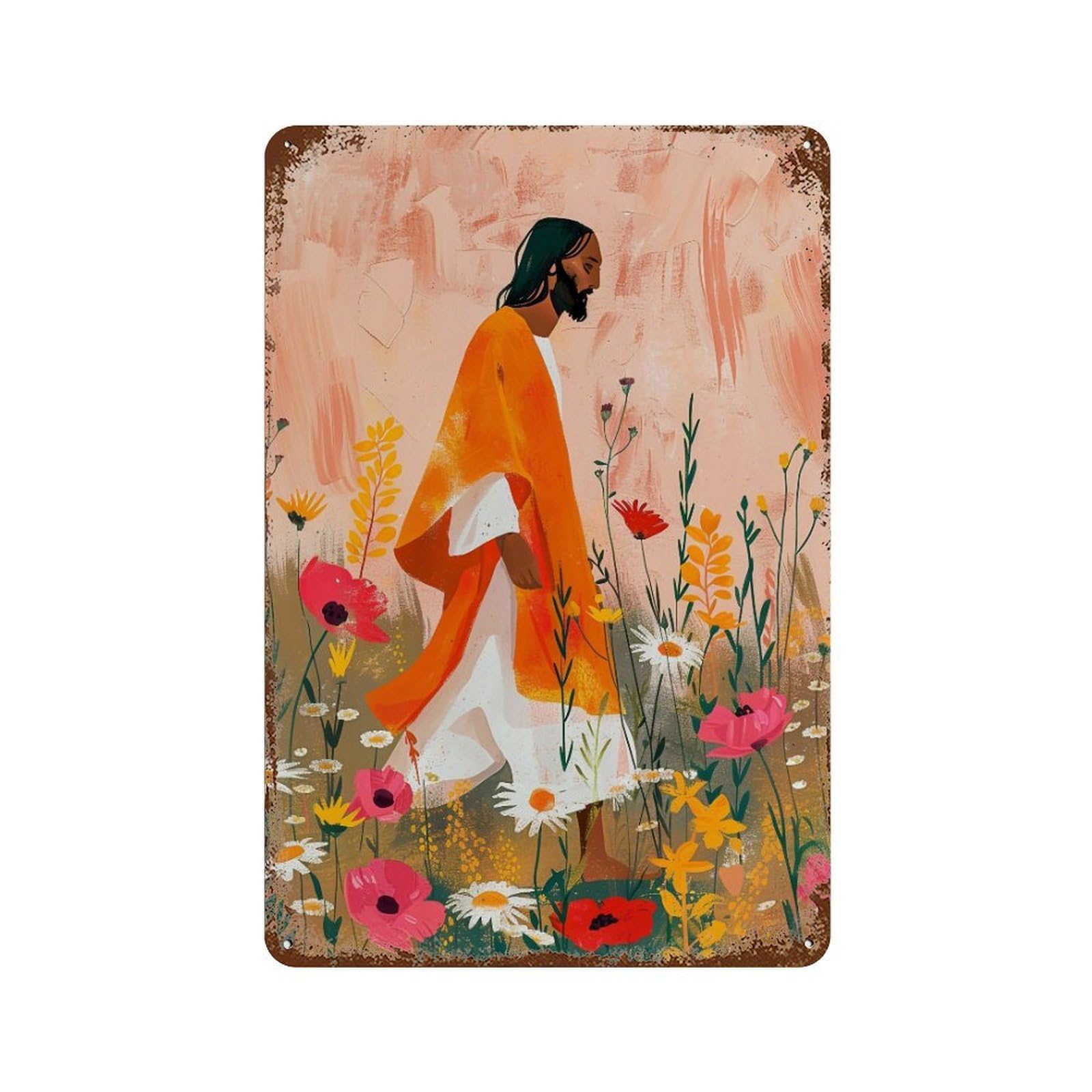 FHUYEURHRY Jesus-and-Flowers-Modern_02 Wall Decor Retro Iron Vintage Art Metal Tin Sign Poster Modern Home Cofffee Club Art Bar Shop Decorations Style 30x20cm