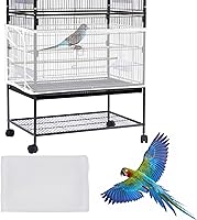 Vista 12 de Daoeny Cubierta grande para jaula de pájaros, protector de semillas para jaula de pájaros, red de malla de nailon suave y aireada ajustable