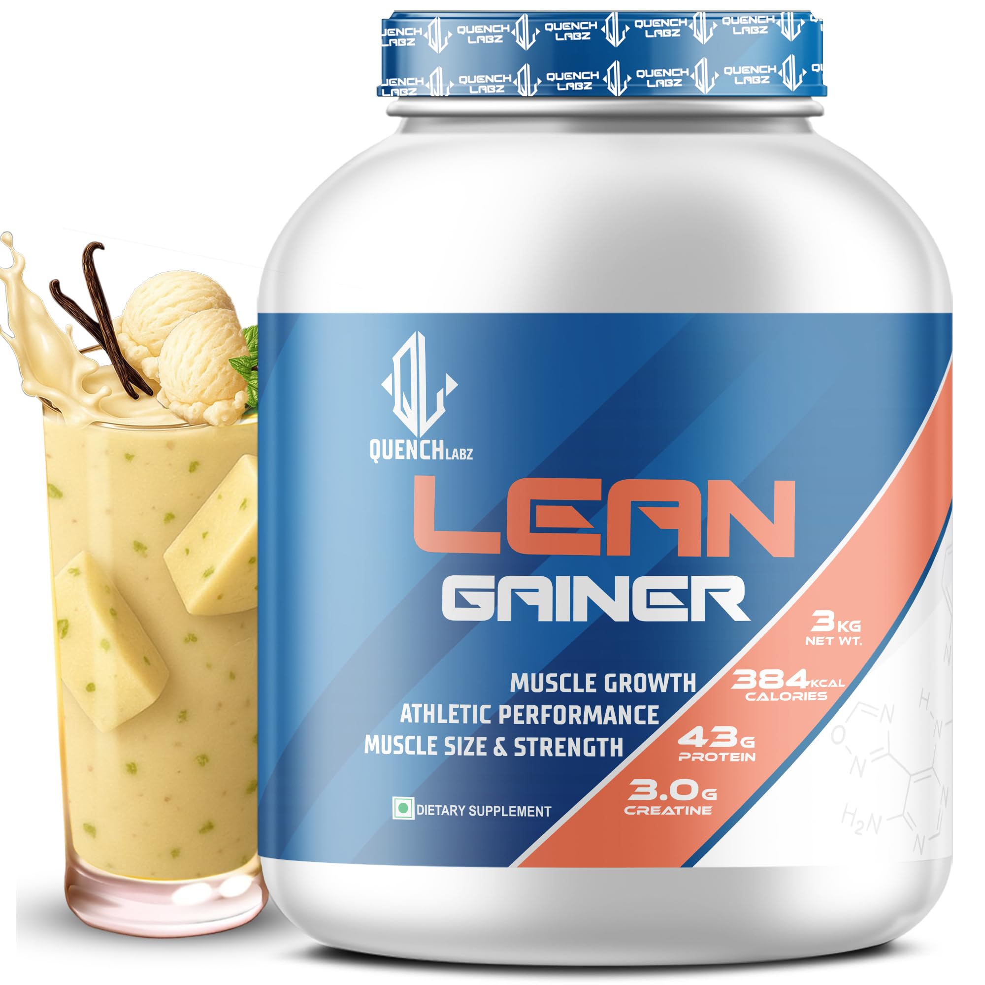 QUENCHLABZ Lean Gainer - High-Carb Supplement for Muscle Growth & Recovery | Gym Supplement for Athletes | Fast-Digesting Carbohydrate Drink Mix | Energy & Stamina Booster | 3KG Chocolate Flavor — Amazon image 14
