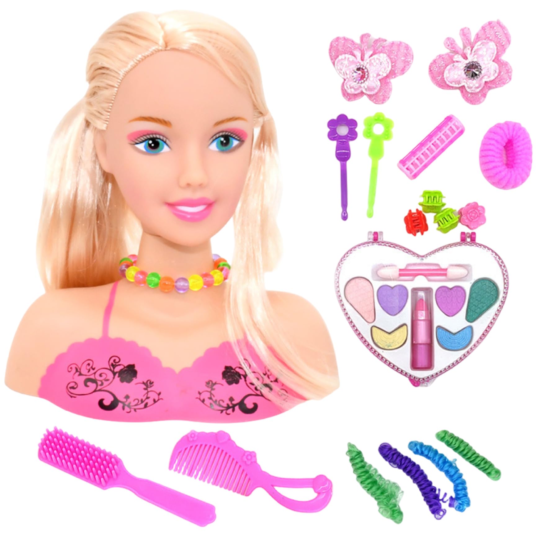 Cabeza de muñeca, 1 Cabezal de muñeca para el Cabello para niños con Accesorios Seguros y Lindos Estilo Realista para niños Regalo