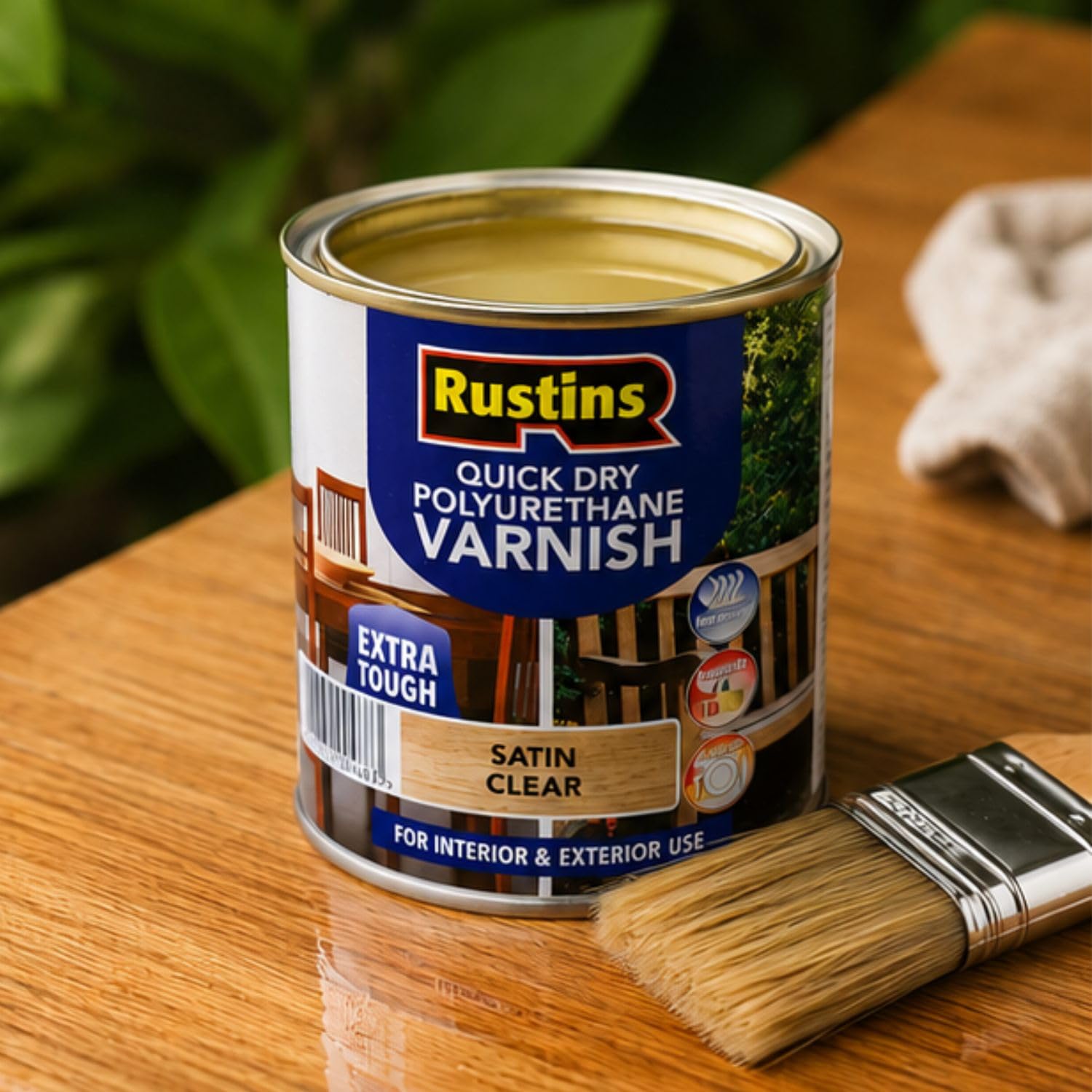 RUSTINS Barniz de secado rápido transparente satinado de 250 ml