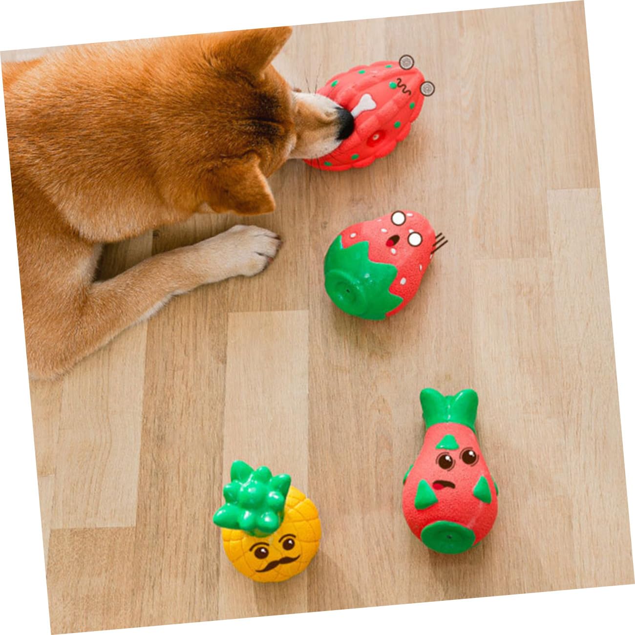 FRCOLOR 3piezas Juguete Interactivo De Masticar Para Perros Juguete Divertido Forma De Fruta Para Cachorros y Perros Medianos Material Suave y Seguro Estimula El Ejercicio Inteligencia