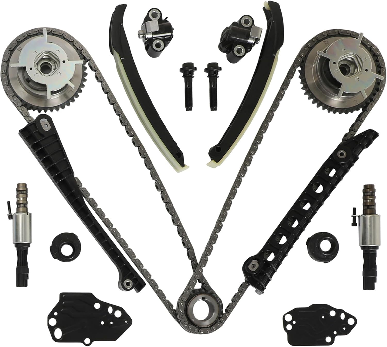 5.4 3V Engine Timing Chain Kit w/2Pcs Camshaft Rocker Arms Lifters Kit Fit for Ford F150 F350 Expedition Explorer Mustang Lincoln Mark LT Navigator Mercury Mountaineer 4.6L 5.4L 2005-2008 5L1Z6250BB