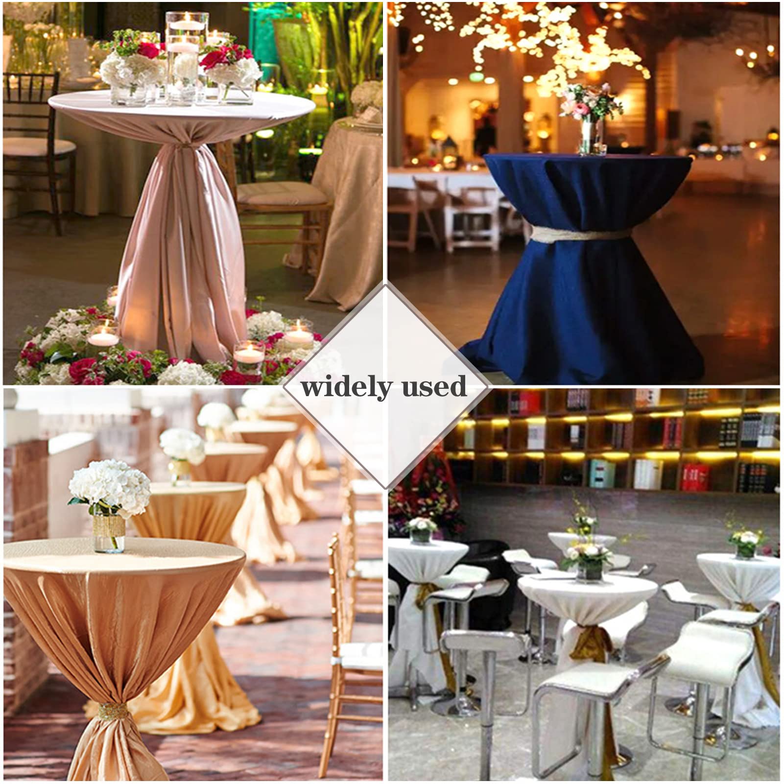 1/2/4 Paquetes De Fundas para Mesa De Cóctel,Mantel Redondo Elástico De Licra con Falda, Falda De Mesa De Cóctel para Mesa De Banquete De Boda De Fiesta (Black,4Pcs-80cm)