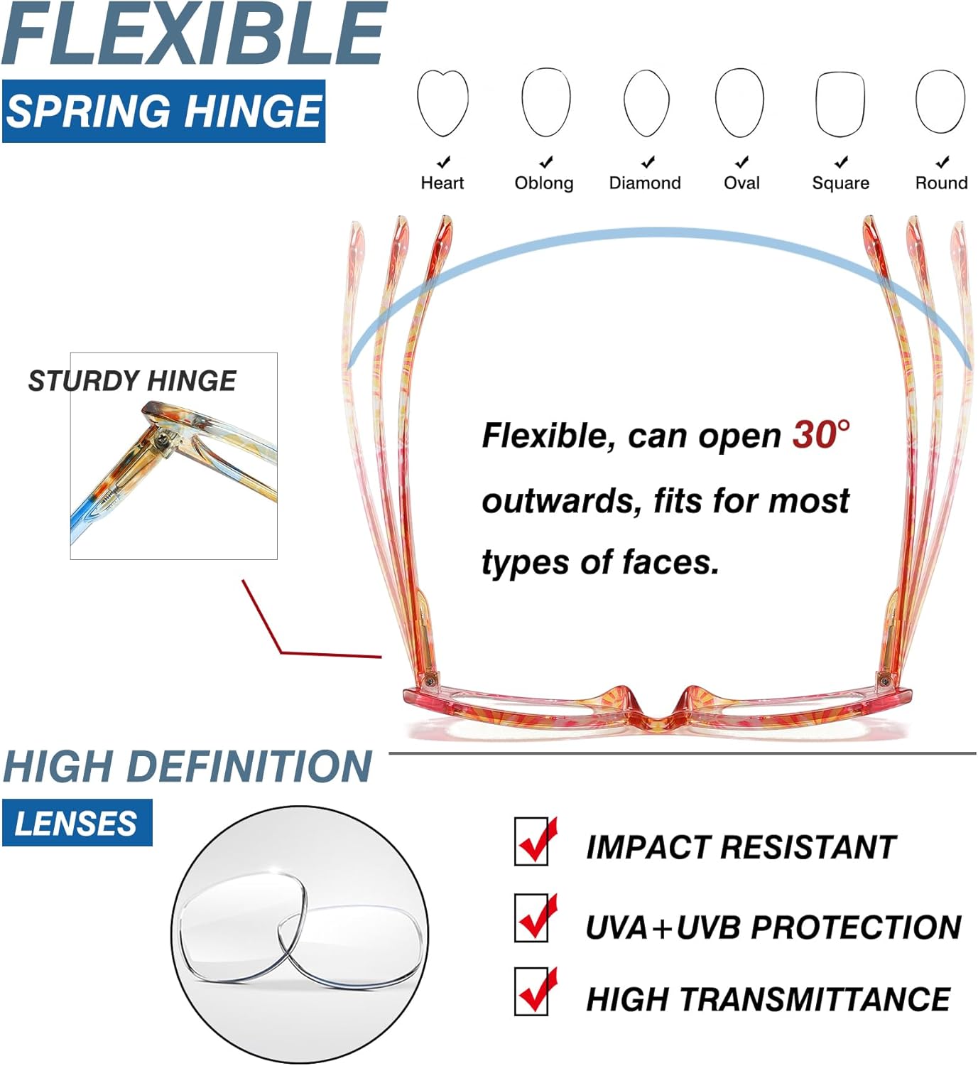 4 Pack Reading Glasses for Women Blue Light Blocking with Spring Hinge,Anti Eyestrain/UV Computer Reader Glasses Eyeglass - Image 4