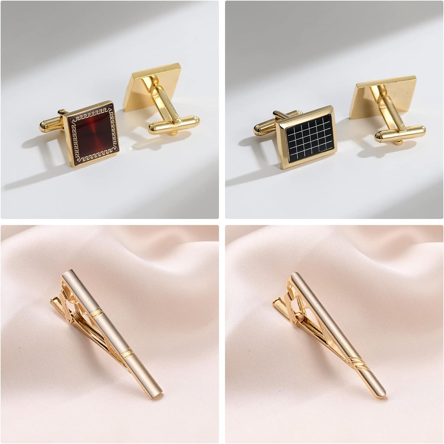 UJOY Mens Tie Clip and Cufflink Set 12 PCS, Shirts Necktie Bar Pins Cuff Link Buttons, Wedding Businesss Gift for Men