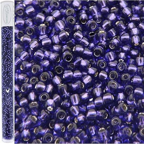 Miniatura 3 de Cuentas redondas de semillas tamaño 11/0, 0.99 oz, tubo de 6 pulgadas, TOHO plateado forrado morado claro, número de color 2224
