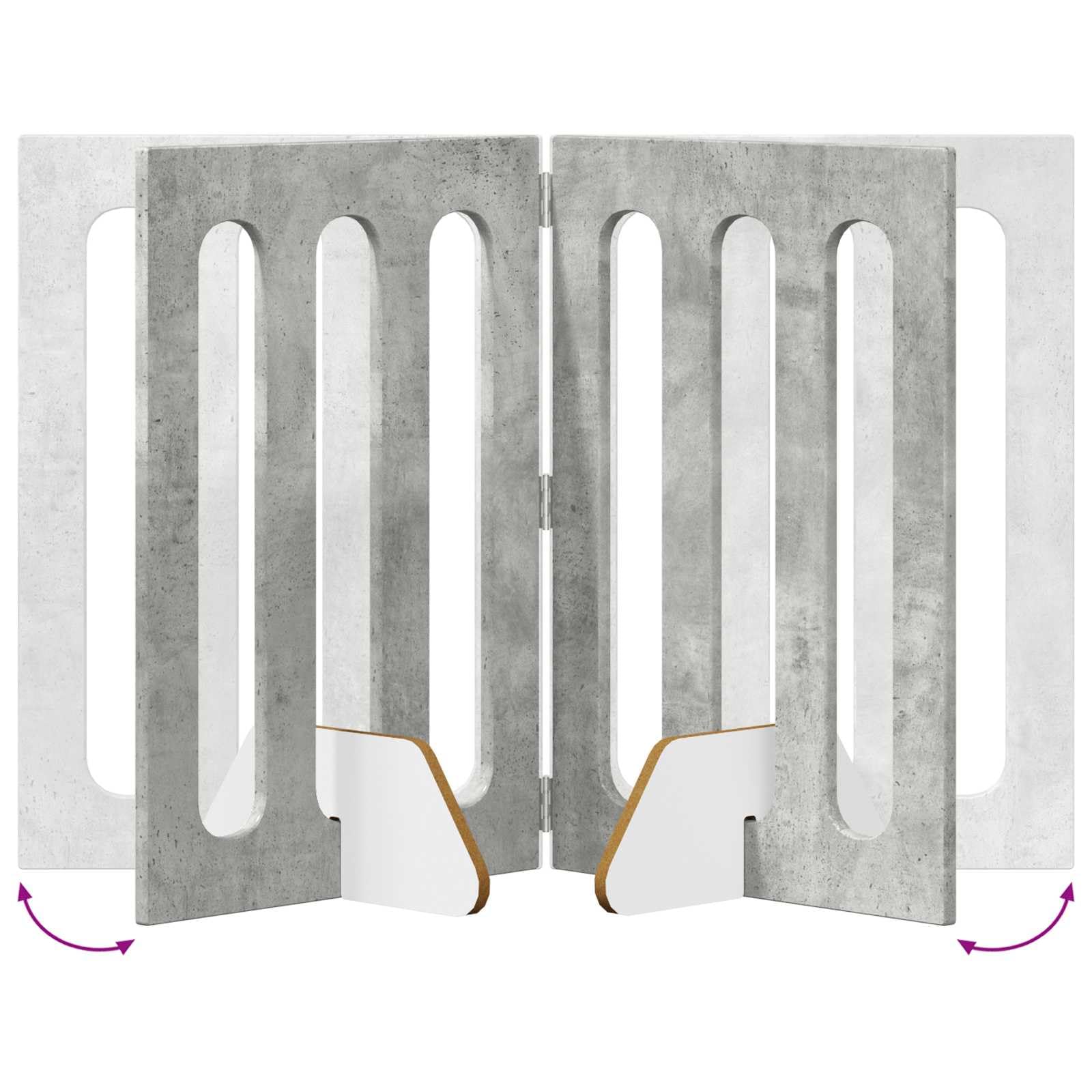 Recinzione pieghevole per animali domestici, in legno, grigio cemento, 201 x 38 x 70 cm, 4 pezzi, pannello pieghevole flessibile con rotazione di 180°, per interni, barriera sicura e