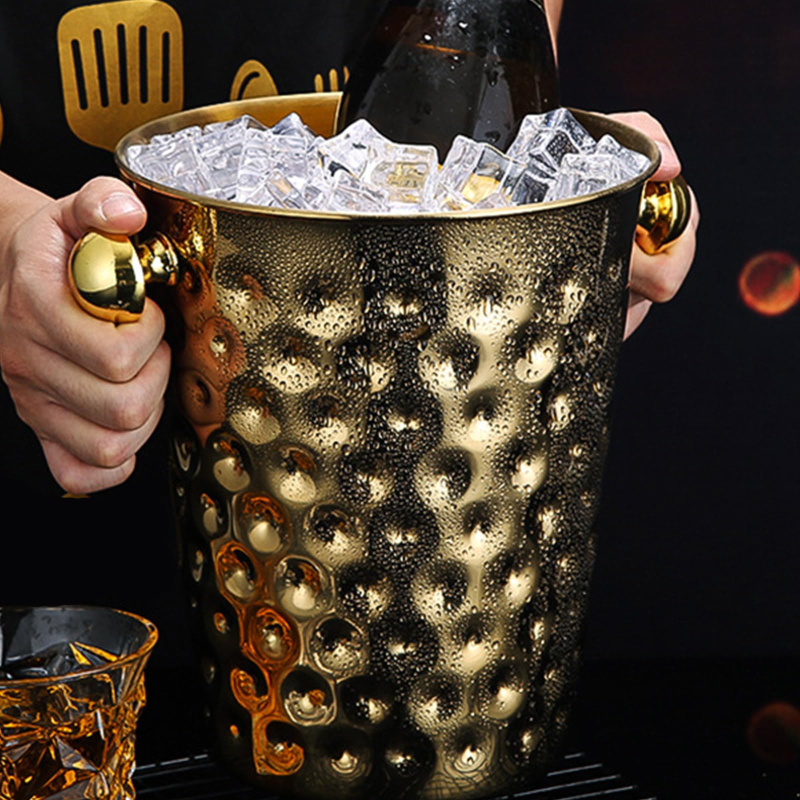 Cubos grandes de boca ancha para bebidas, de acero inoxidable, enfriadores de bebidas, champán, fiestas, decoración