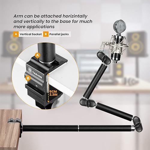 Miniatura 4 de TARION Paquete de soporte adaptador de teléfono para trípode y soporte articulado resistente para cámara