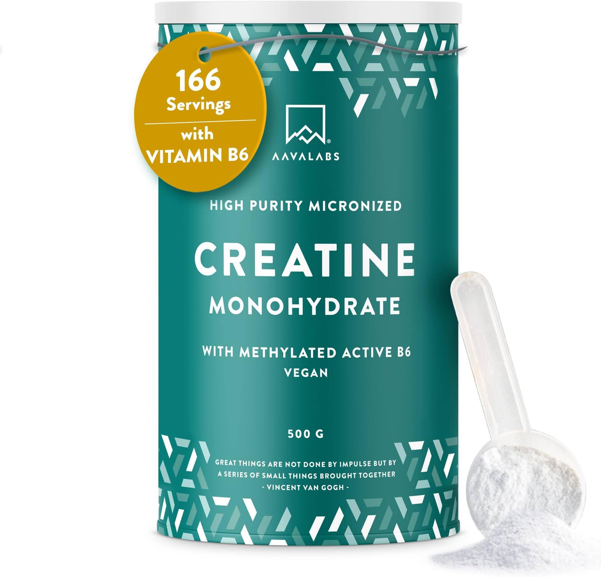 Micronized Creatine Monohydrate Powder 500g - 200 Mesh -166 Servings - for Post, Intra & Pre Workout Powder - Creatine for Women & Men - with Vitamin B6 - Unflavoured - Vegan