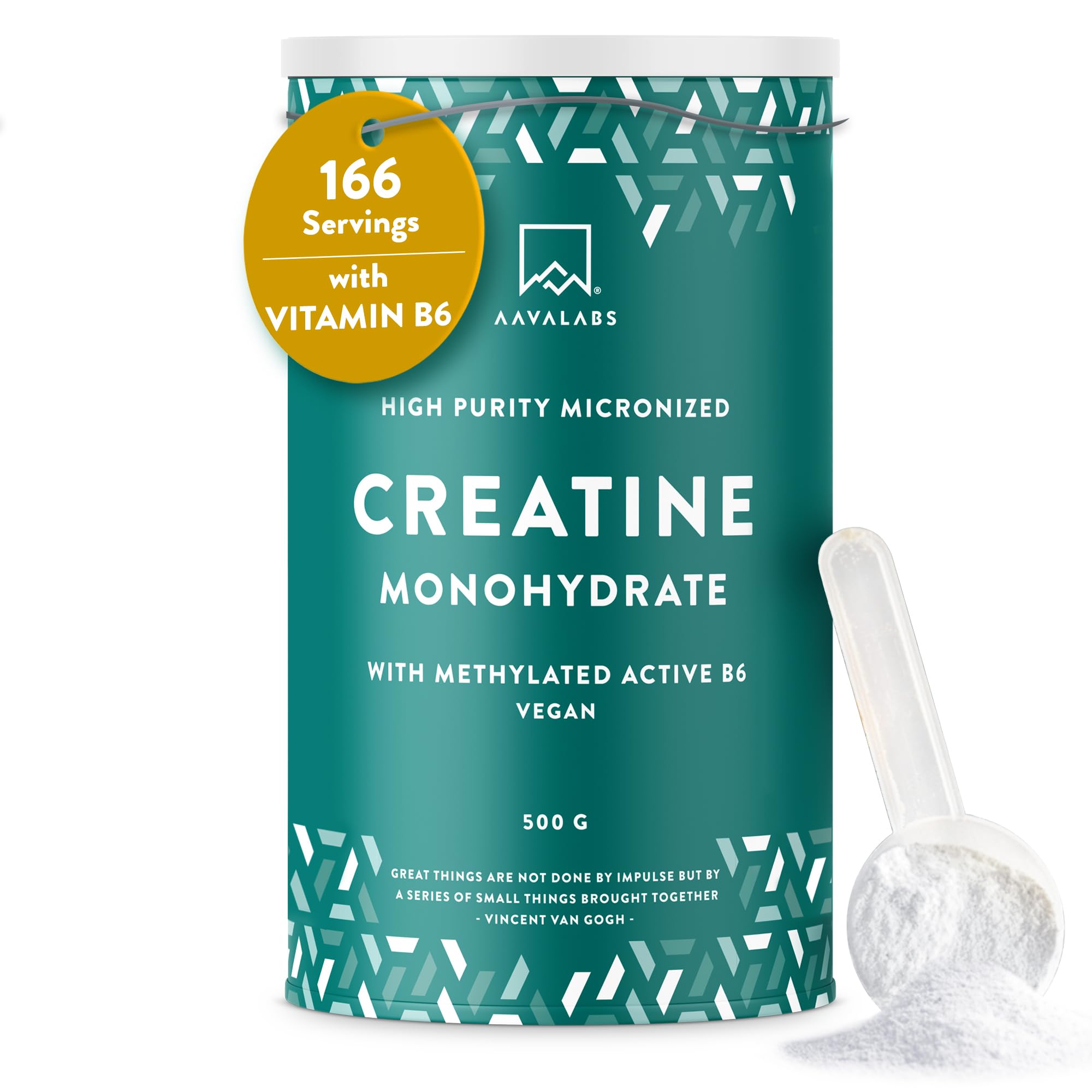 Micronized Creatine Monohydrate Powder 500g - 200 Mesh -166 Servings - for Post, Intra & Pre Workout Powder - Creatine for Women & Men - with Vitamin B6 - Unflavoured - Vegan