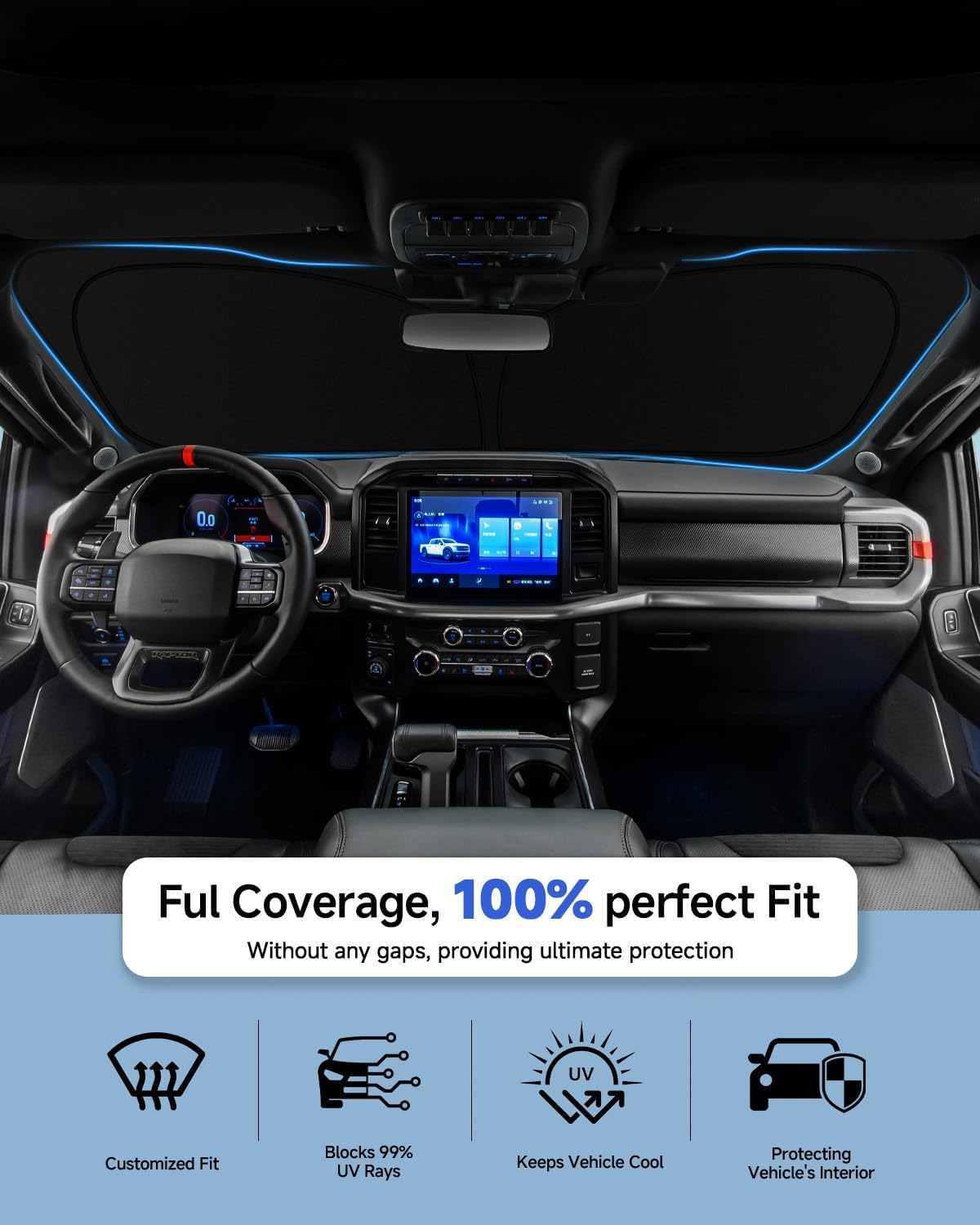 Front Windshield Sun Shade for Toyota 4Runner 2025 2024-2010,Upgraded Nano Materials Window Sunshade Sun Visor Protector for Toyota 4Runner Accessories,Blocks 99% UV Rays, Keeps Car Cool