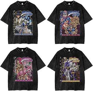 [岩本] ジョジョの奇妙な冒険 tシャツ ブチャラティ 半袖 インナーシャツ 黄金の風 ジョバァーナ ミスタ アバッキオ ギルガ ウナ ディアボロ かっこいい T shirt メンズ 丸襟 上着 ファッション ゆったり プレゼント [並行輸入品]