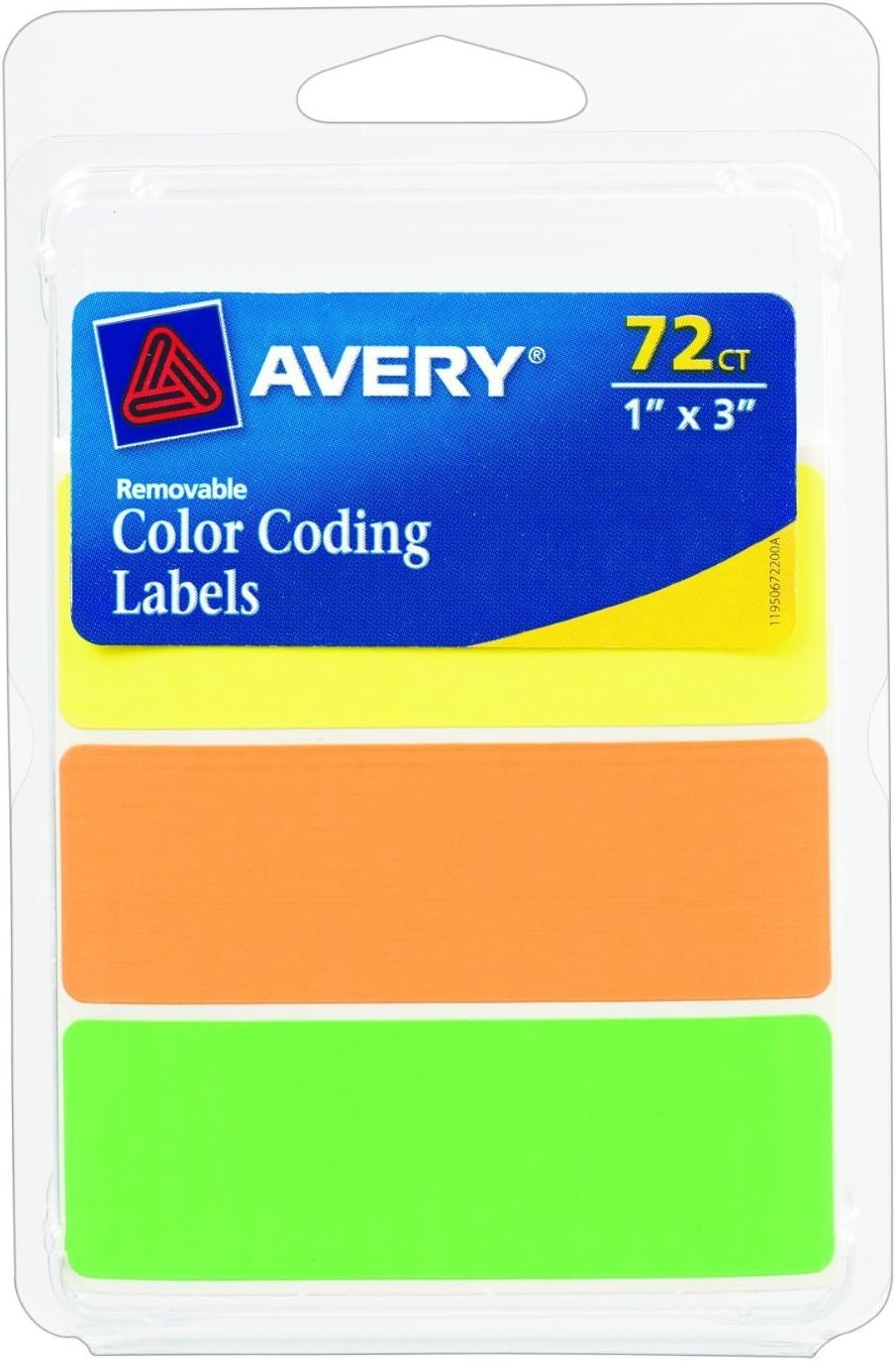 Avery Rectangular Color Coding Labels, 1 x 3 Inches, Assorted, Removable, Pack of 72 (06722) : Everything Else