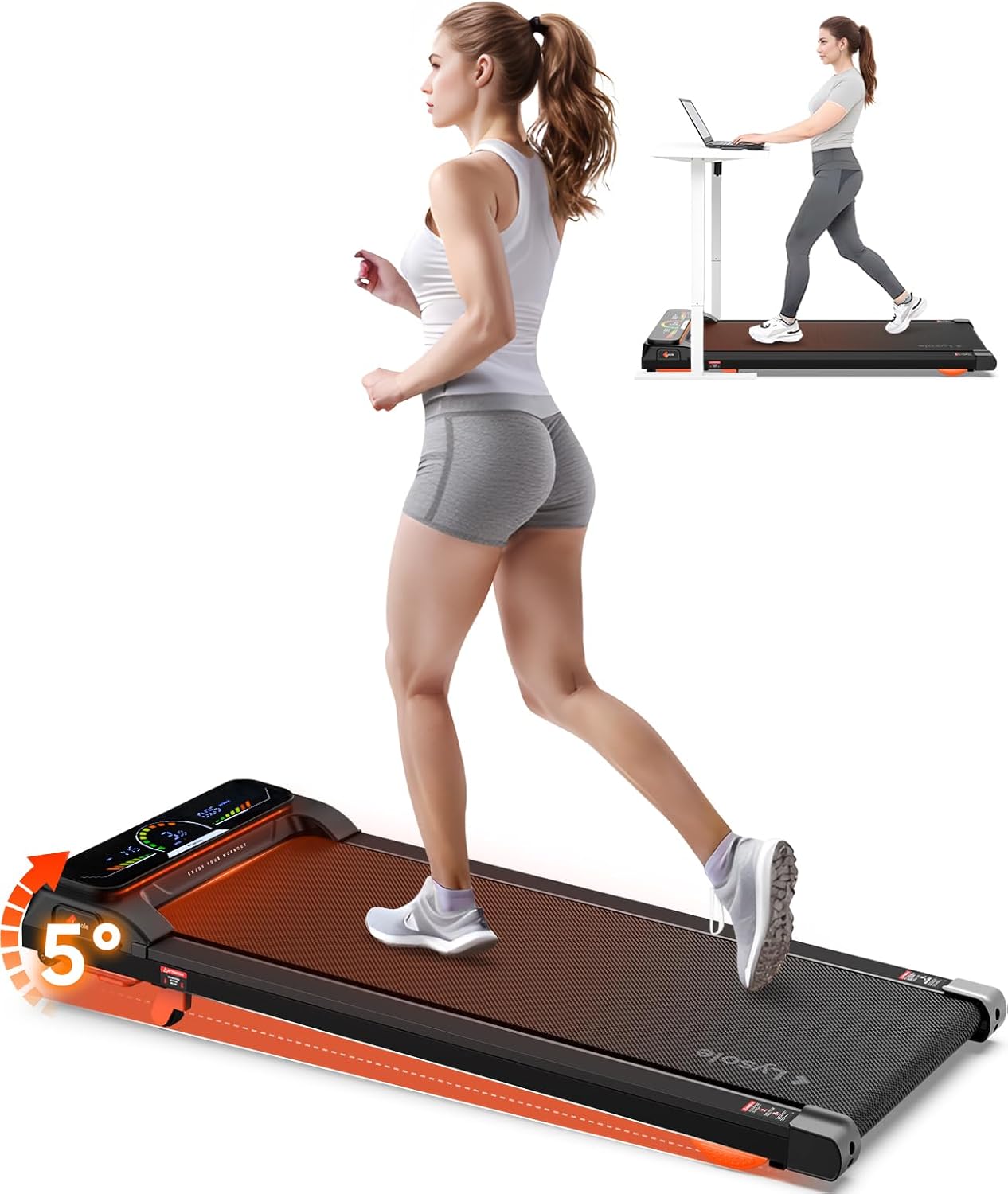 Walking Pad Treadmill with Incline,Treadmills for Home and Office,340 Lb Capacity,4 in 1 Portable Under Desk Treadmill with APP and Remote Control,Large LED Display