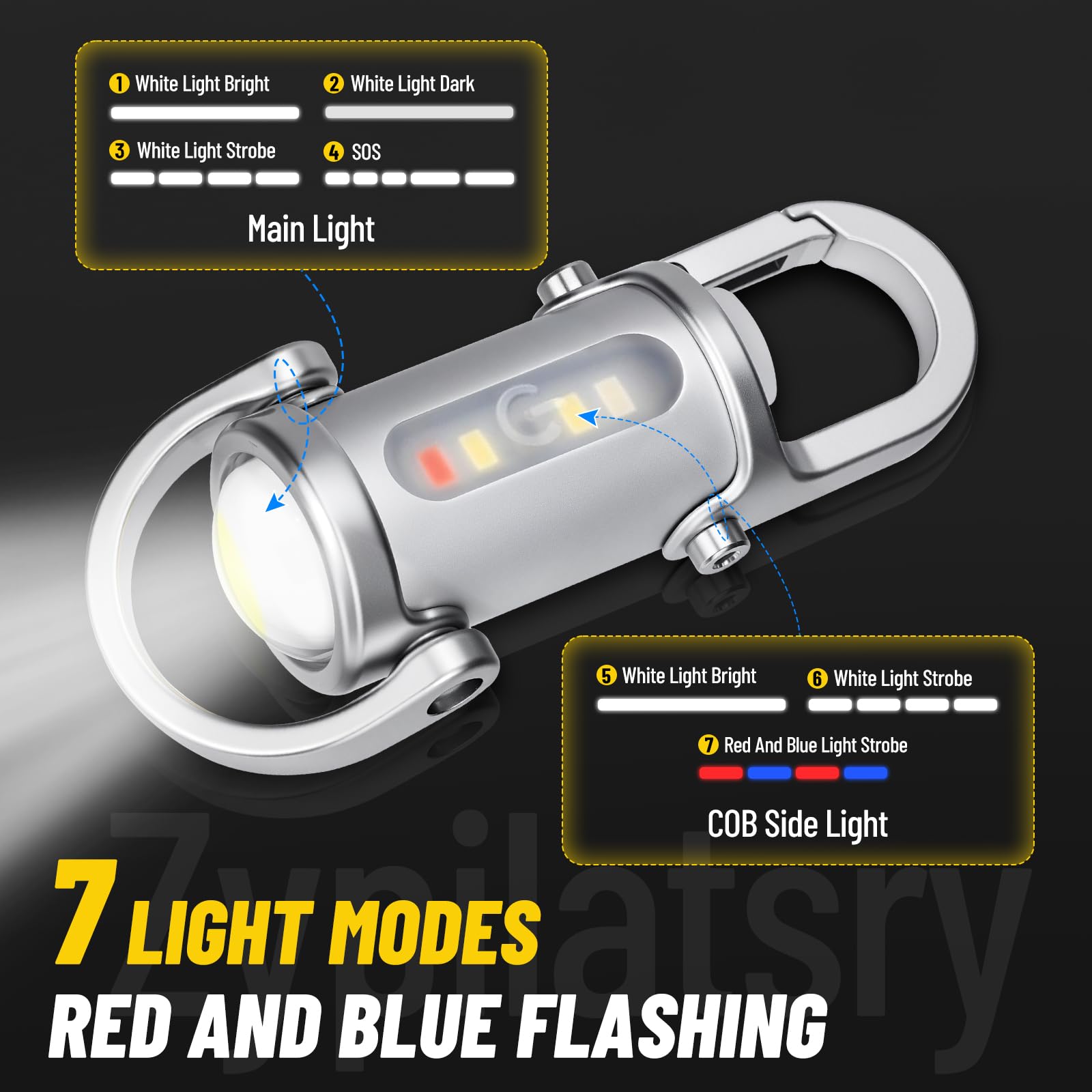 Mini linternas LED superbrillantes de 1200 lúmenes, recargable por USB, pequeña, impermeable, llavero de rescate, camping, color plateado