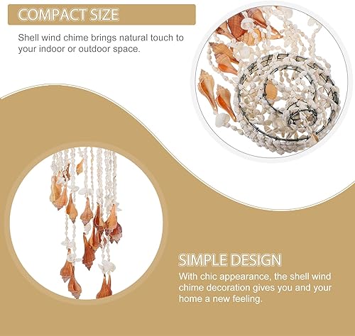 Miniatura 2 de Garneck Carillón de viento de concha de chula natural, campana de viento decorativa para vacaciones, adorno colgante náutico para decoración del