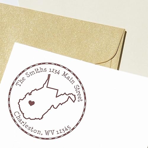 Miniatura 5 de Sello de dirección de devolución de Virginia Occidental, redondo autoentintado personalizado, 1-58 pulgadas Tamaño de impresión West Virginia State
