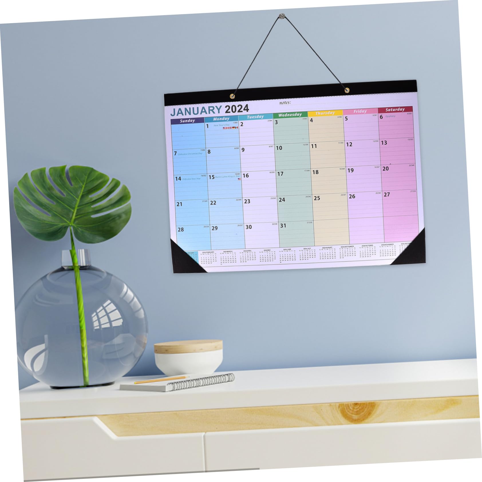SEWACC 2stücke Hängender Wandkalender Monate Countdown Kalender Englisches Design Für Termine Und Organisation Im Büro Oder Zuhause Mit Platz Für Notizen Und