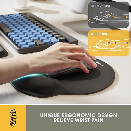 Miniatura 2 de SAMIT - Reposamuñecas ergonómico para teclado y alfombrilla para mouse con soporte para muñecas, cojín de espuma viscoelástica antideslizante para