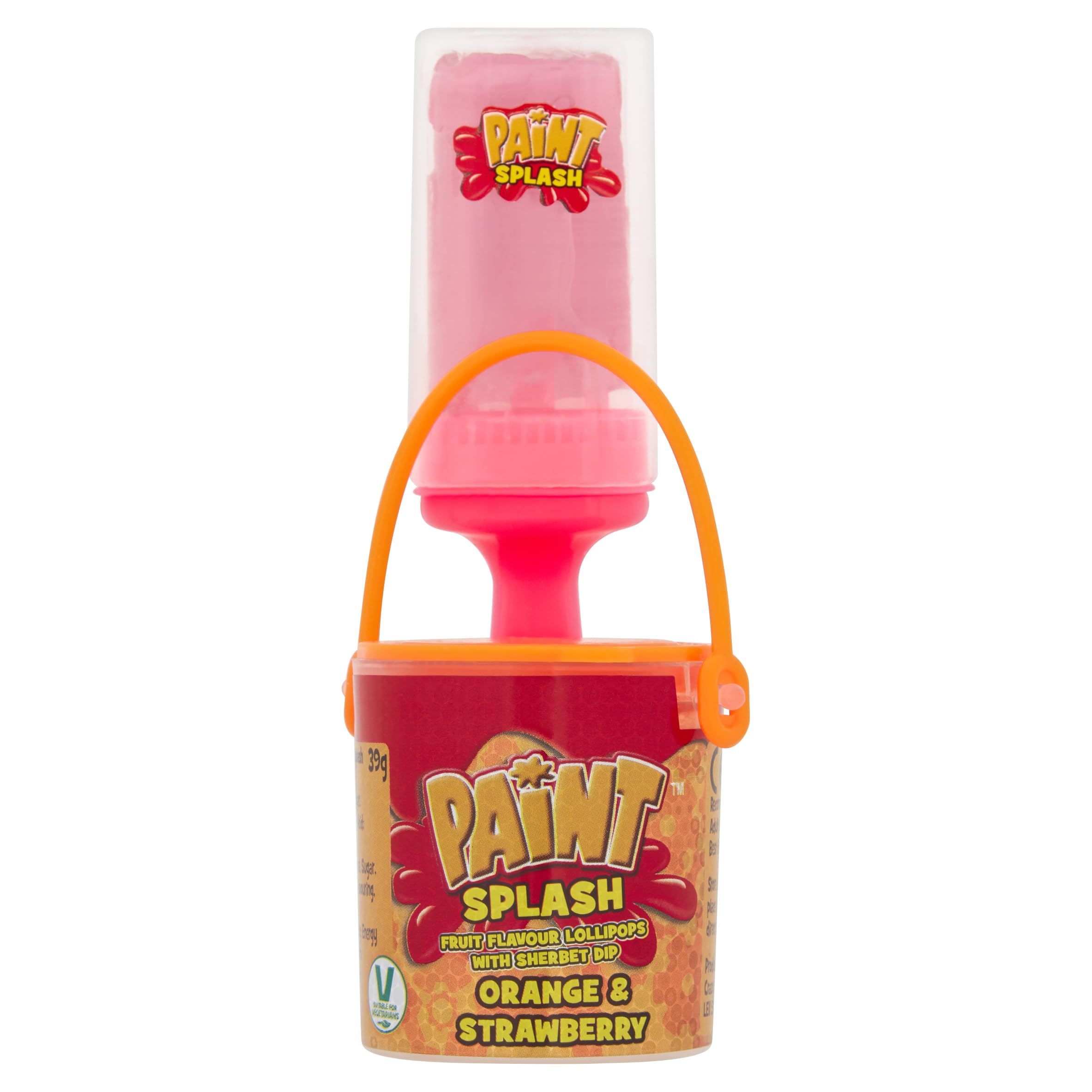 Paint Splash Fruit Flavour Lollipops with Sherbet Dip Orange and Strawberry, 468 g