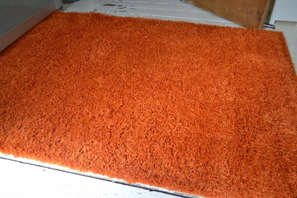Burnt Orange Shaggy rug Approx 80x150cm Amazon.co.uk Home & Kitchen