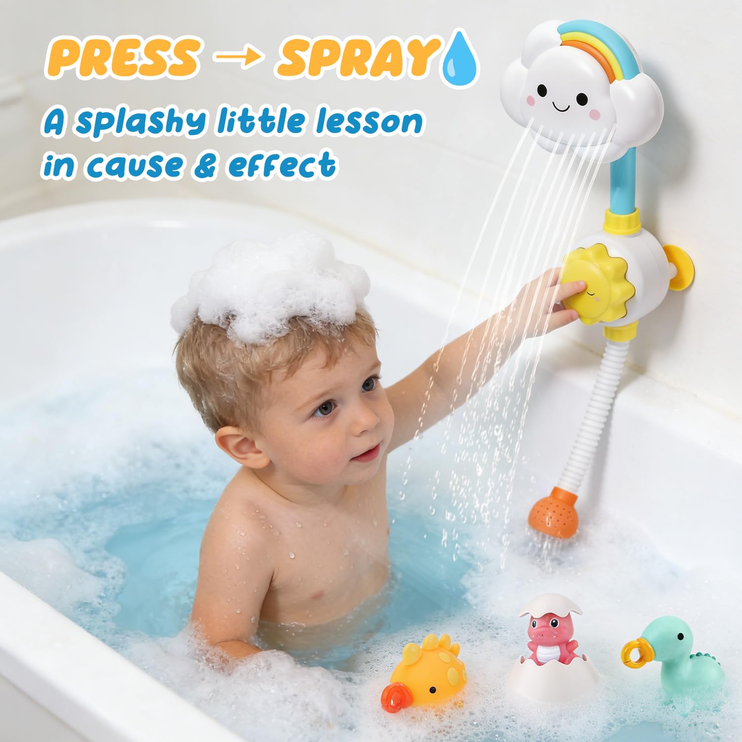 Cute Stone Badespielzeug mit Wasserdusche, Angelspiel, schwimmendes Squirting-Spielzeug für Kleinkinder und Babys ab 3 Jahren