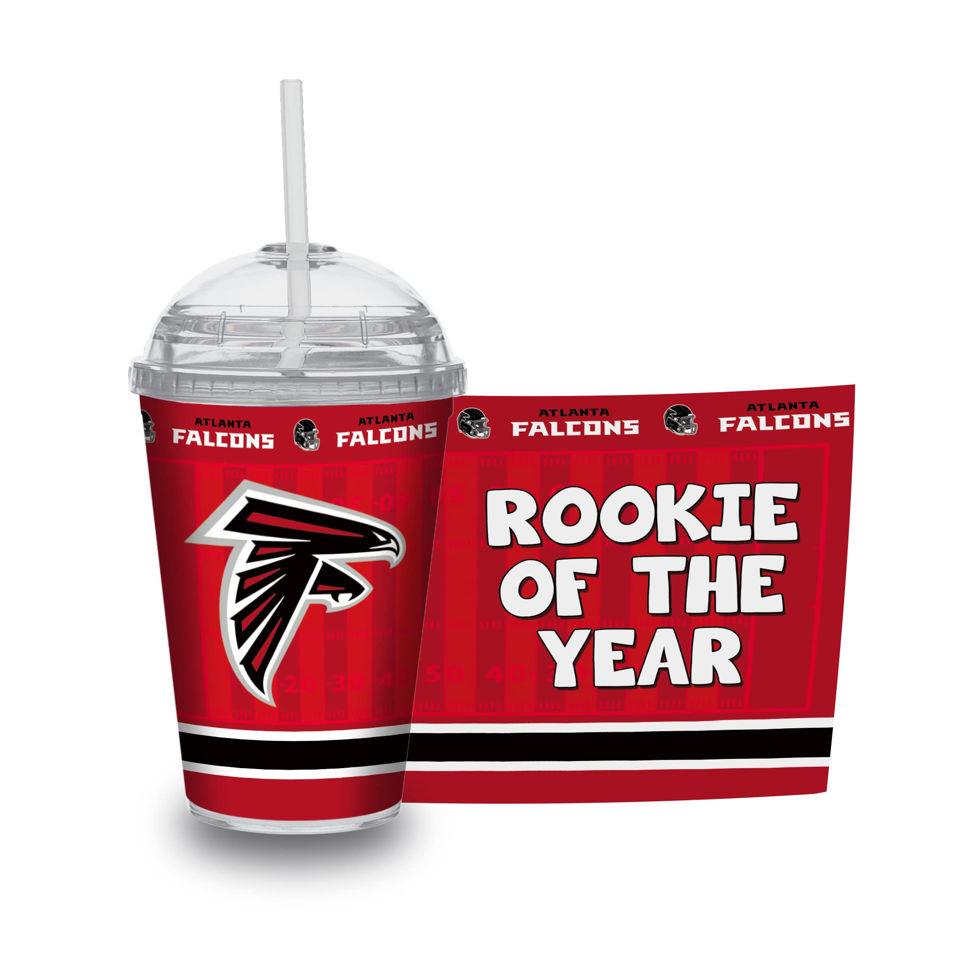 Rico Industries NFL Football Rookie of The Year 12oz Acrylic Tumbler, Youth Tumbler with Swirly Straw