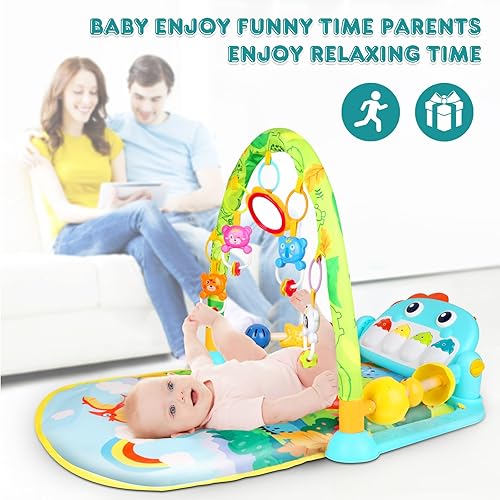 Miniatura 6 de Tapete de juego para bebé, tapete de juego y gimnasio de actividades, gimnasio de piano de juego para bebés, centro de actividad musical para bebés,