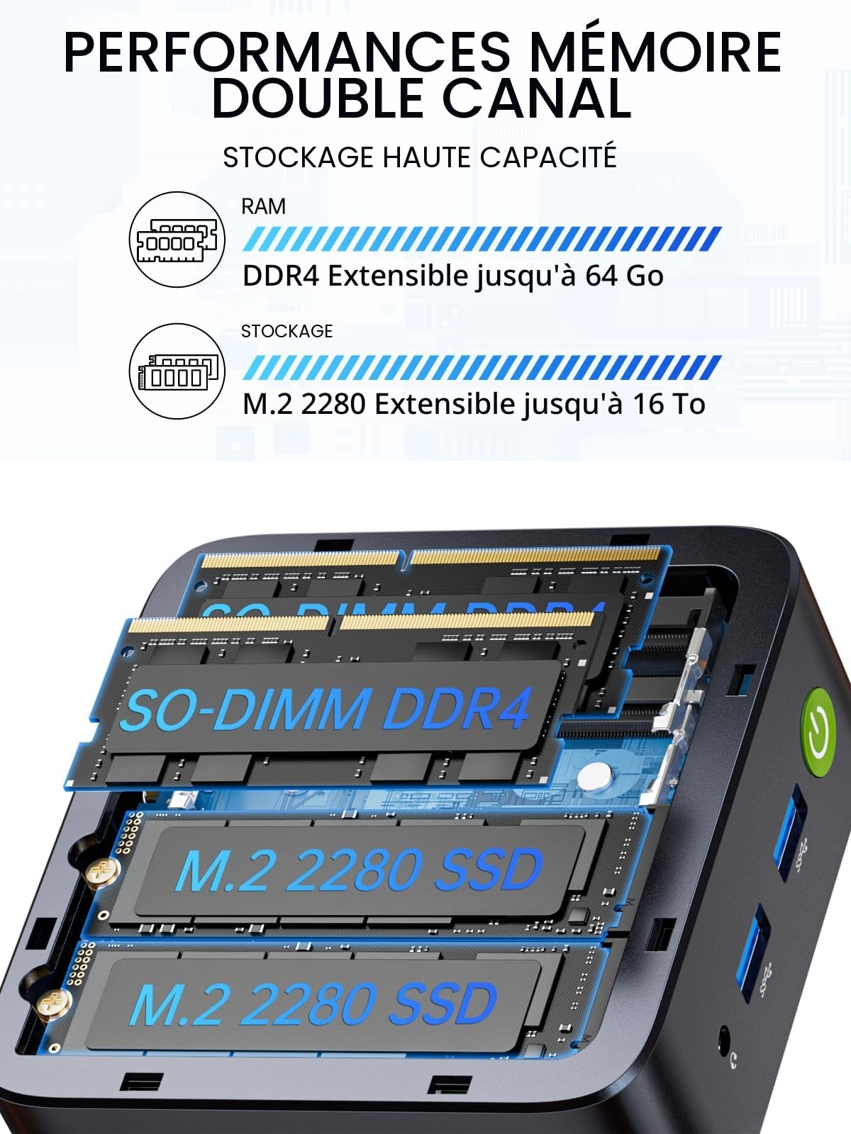 GMKtec G10 Mini PC Ryzen 5 3500U (Plus Puissant Que Le N150), 16 Go RAM, 512 Go SSD, LAN 2,5GbE, Mini Ordinateur de Bureau pour Bureau/Maison, Triple Affichage 4K, WiFi, Bluetooth, USB-C, DP