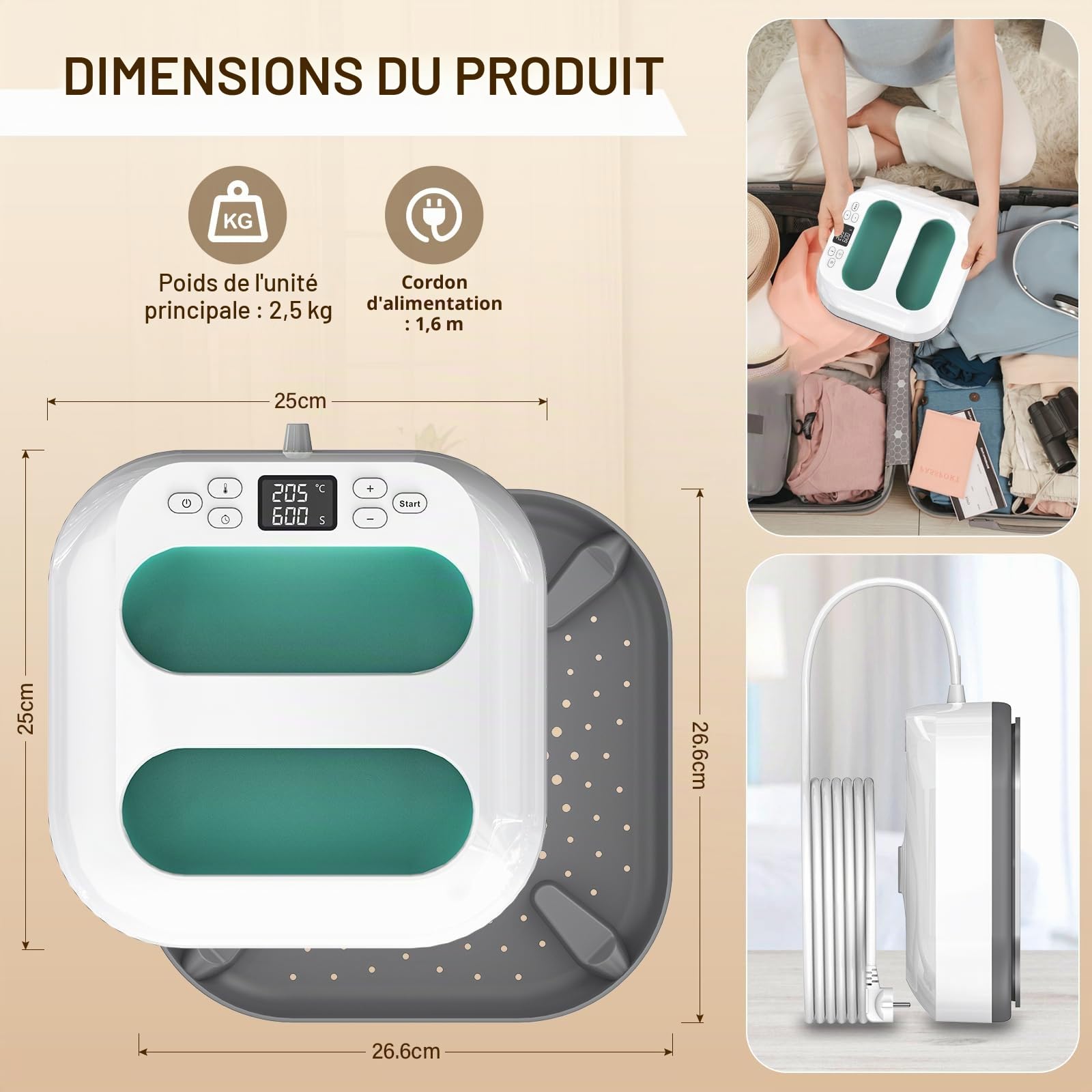 Presse a Chaud Textile,Heat Press Machine 22.5cm*22.5cm,Mini Presse à Chaud avec Minuterie,Temperature Control,pour T-Shirts, Sacs Transfert de Chaleur