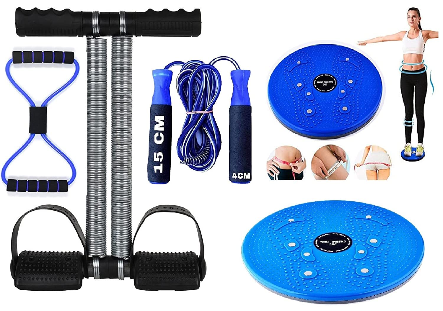 Tummy Trimmer Twister Skipping Rope Toning Tube 4 in 1 Combo Burn Off Tummy Fat Extra Calories Weight Loss Abs Exercise Fitness Equipment Home Gym for Men and Women (B09Q6J94F4) Amazon Price History, Amazon Price Tracker