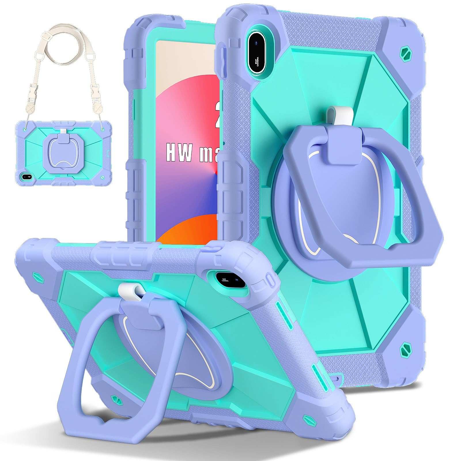 Etui do Huawei MatePad SE 27.9 cm wydane 2024 etui odporne na wstrząsy, etui ochronne W 360 obrotowa podpórka + pasek na rękę + pasek na ramię wytrzymały, odporny na wstrząsy dla Huawei MatePad SE