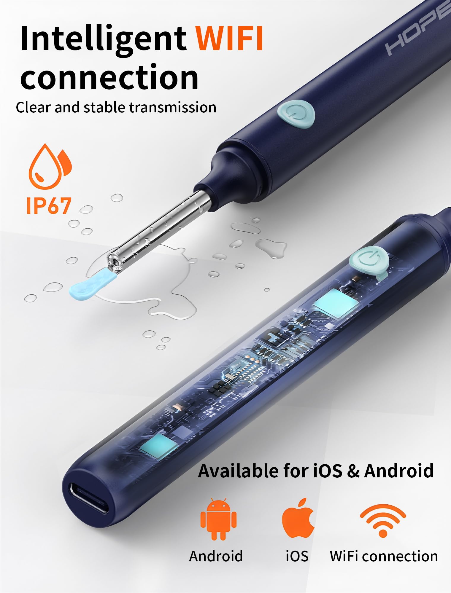 Otoscopio Limpiador Oidos, 3.5mm WiFi Endoscopio de Oído con 1080P Cámara y 6 LED, Limpieza de Oídos con 6 Puntas de Silicona suave y Kit Completo de 7 Piezas, Compatible con iOS y Android IP67