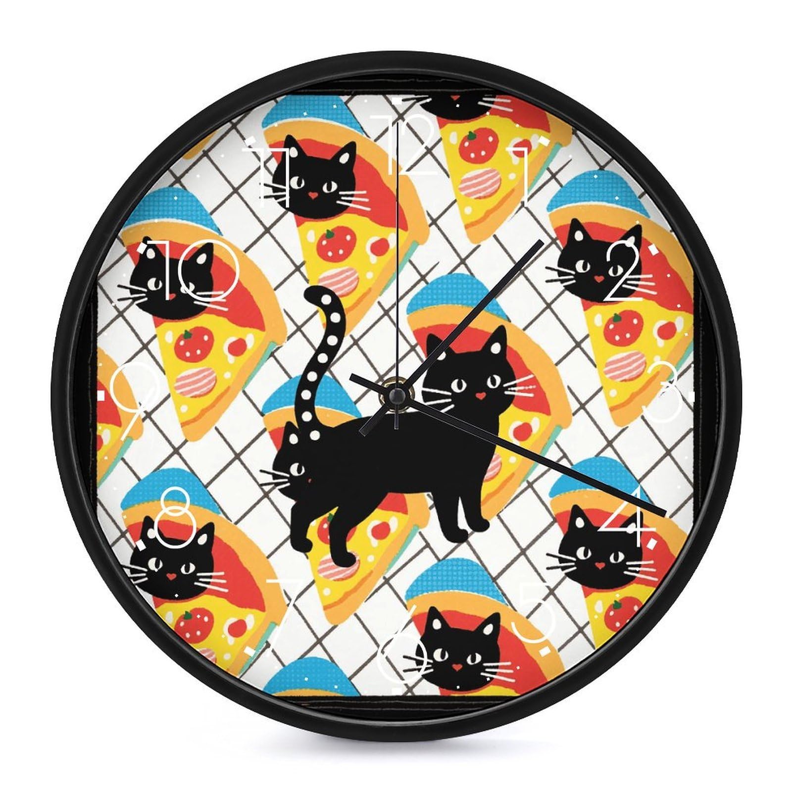 Horloge murale ronde moderne chaton sans tic-tac 25cm montre murale de salon