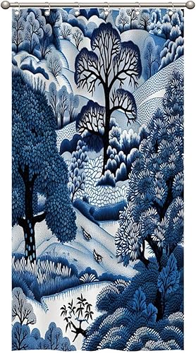 Miniatura 813 de Cortinas de ducha de baño con ganchos, 72 x 92 pulgadas, cortina de ducha de tela impermeable con diseño de flores y pájaros, cortina de ducha