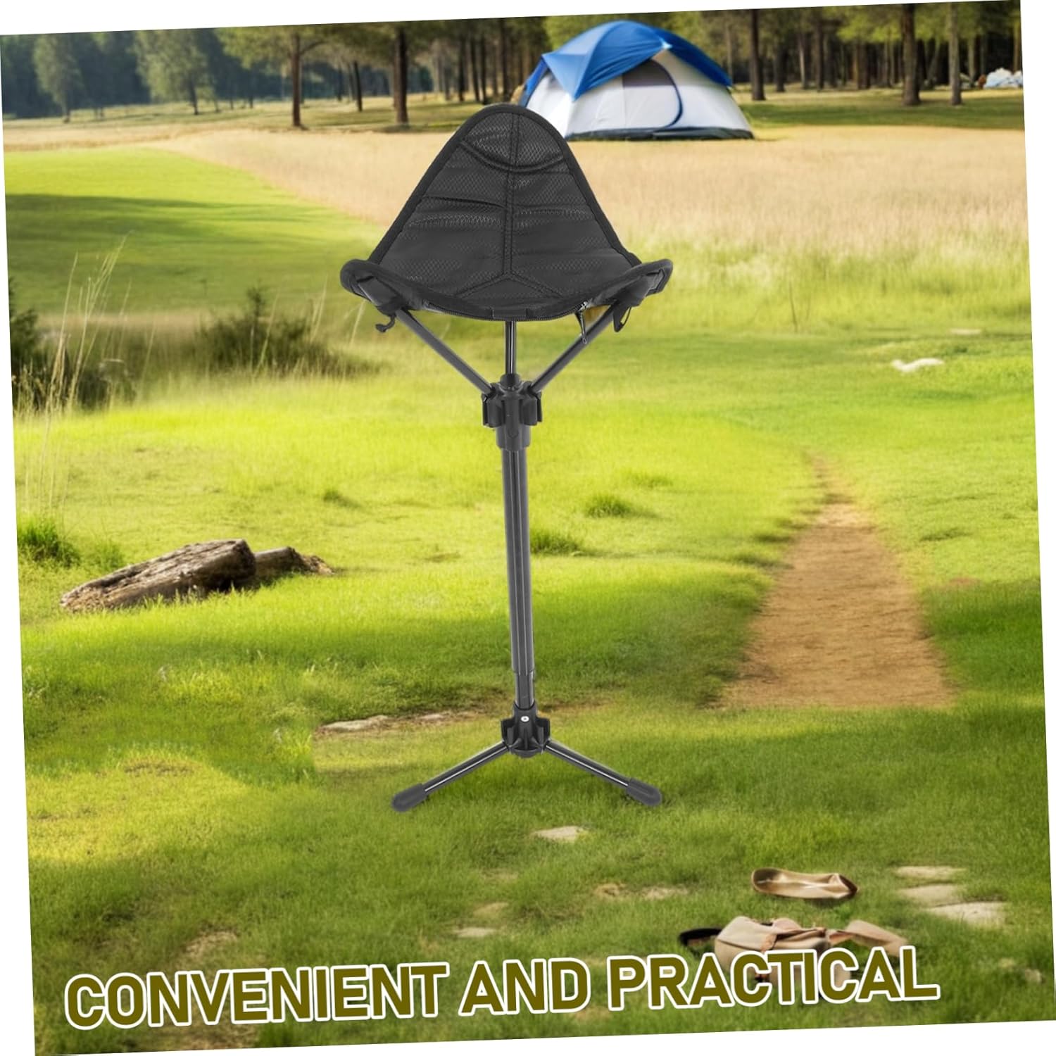 Portable Telescoping Folding Stool for Outdoor Adventures Adjustable Height Camping Chair Stable and Comfortable Fishing and Gardening Stool Collapsible Design for Hiking Picnics and Travel