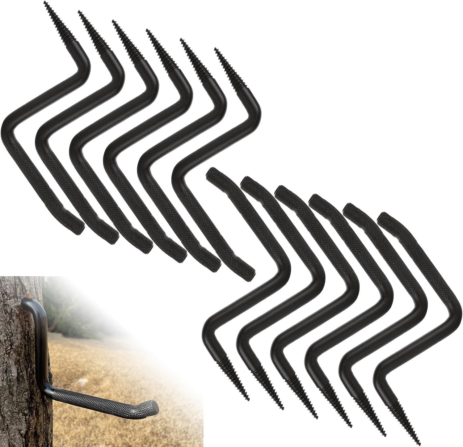 JMIATRY 12 Packs 4 inch Screw-in Tree Steps for Hunting Anti-Slip Bow Hooks Self Tapping Screw Mount Hunting Tree Stand Steps, Hold 705 Lbs Per Tree Step