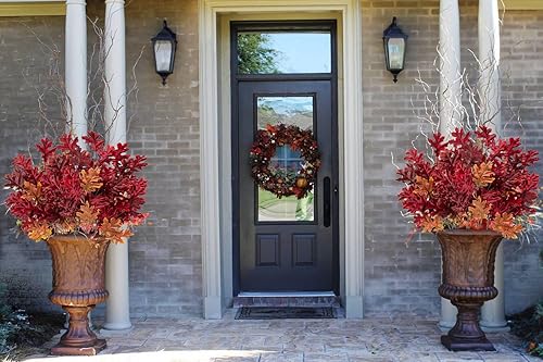 Miniatura 6 de Briful 6 tallos de hojas artificiales de otoño de 32 pulgadas, ramas de follaje otoñal, hojas de roble otoñal, espray para el hogar, cocina, granja,