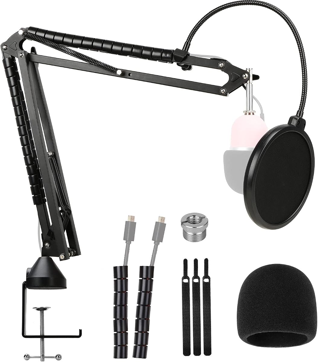 Razer Seiren Mini Mic Boom Arm with Microphone Windscreen and Dual Layered Mic Pop Filter for Razer Seiren Mini USB Streaming Microphone by YOUSHARES