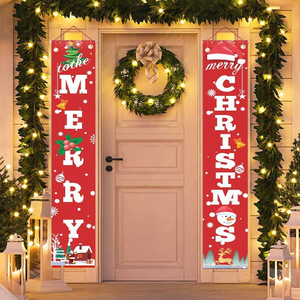 T Tersely Christmas Decoration, Christmas Porch Sign, Merry Christmas Decoration Banner,Home Outdoor Porch Sign for Xmas Holiday Front Door Wall Decor(Merry Christmas)
