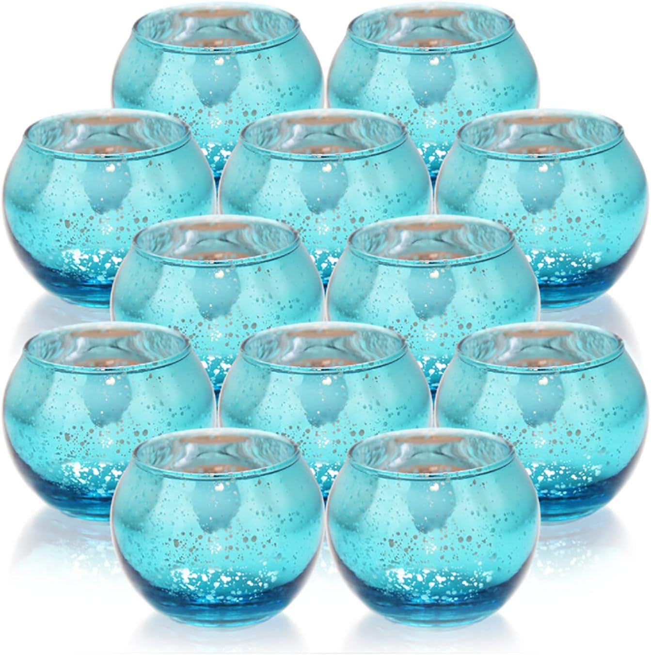 12 Pack Round Votive Candle Holders, Mercury Glass Votives Candle