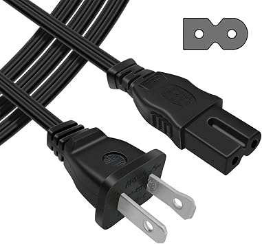 Powseed 6Ft 2 Prong Polarized AC Wall Power Cord Cable Plug for Sony PlayStation 1 2 PS1 PS2, Vizio Sharp Sanyo Emerson TV, Arris Router Modem, Bose Companion 3 5 Multimedia Speaker