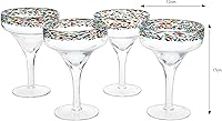 Vista 8 de Vasos Margarita – Juego de 4 – Margaritas de confeti sopladas a mano de lujo, cócteles, agua, vino, postre, Martini y Champagne Cinco de Mayo