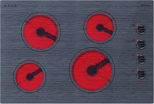 Karinear Placa eléctrica de 4 quemadores de 30 pulgadas, control de perilla de estufa eléctrica, placa de cerámica integrada con superficie de