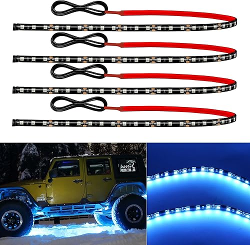 Miniatura 8 de Tira de luz LED de 12 V conectable de 24 pulgadas, tira de luces LED rojas para automóvil, carrito de golf, motocicleta, barco, gabinete, tira de