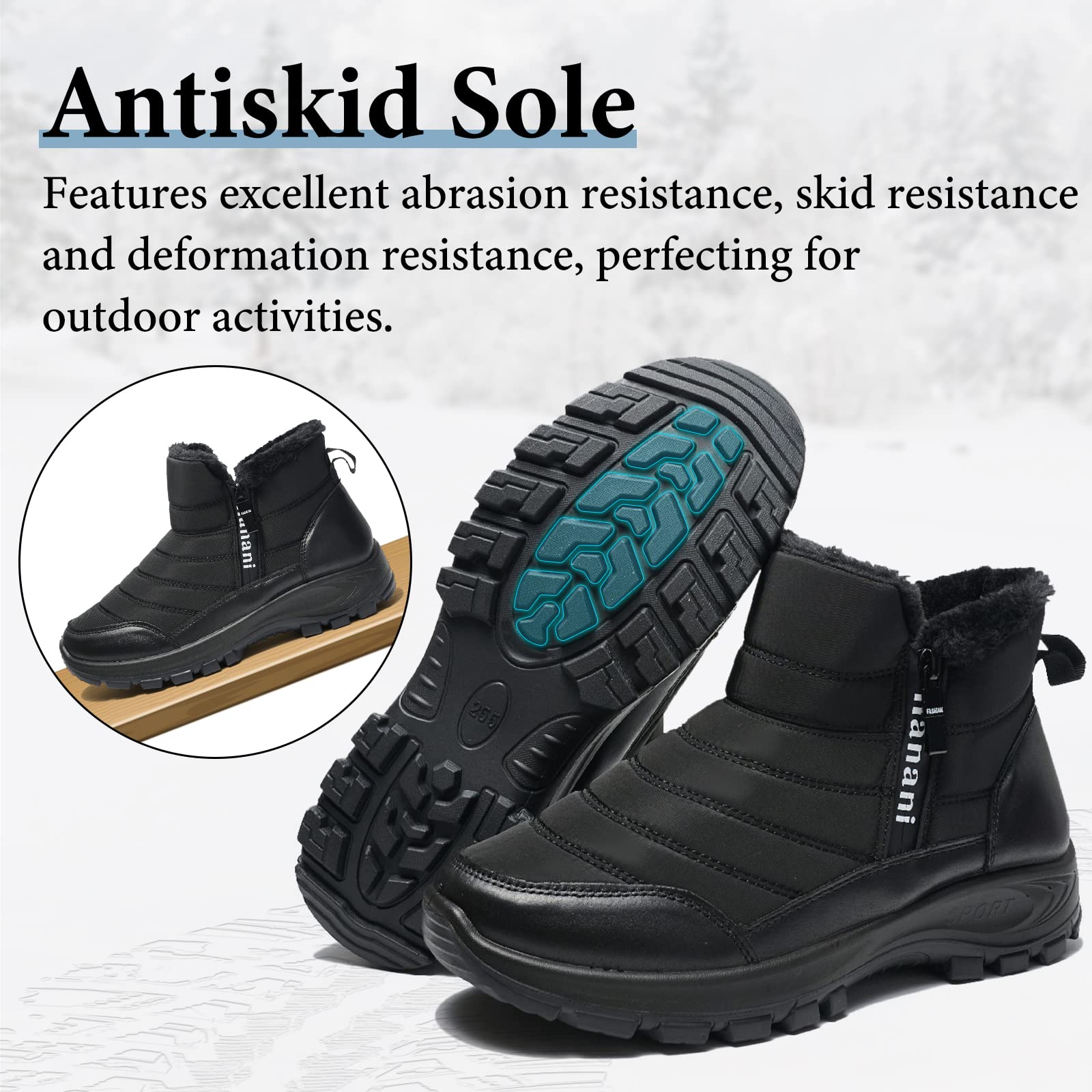 Stivali da Neve Scarpe Uomo Invernali Stivaletti Cerniera Outdoor Impermeabili Foderato in Pelliccia Caldi Impermeabile Scarponi Trekking Scarpe Comodo